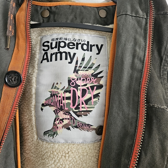 Superdry | Coat -XS Army | Hooded Jacket With Removable Lining - Picture 9 of 9